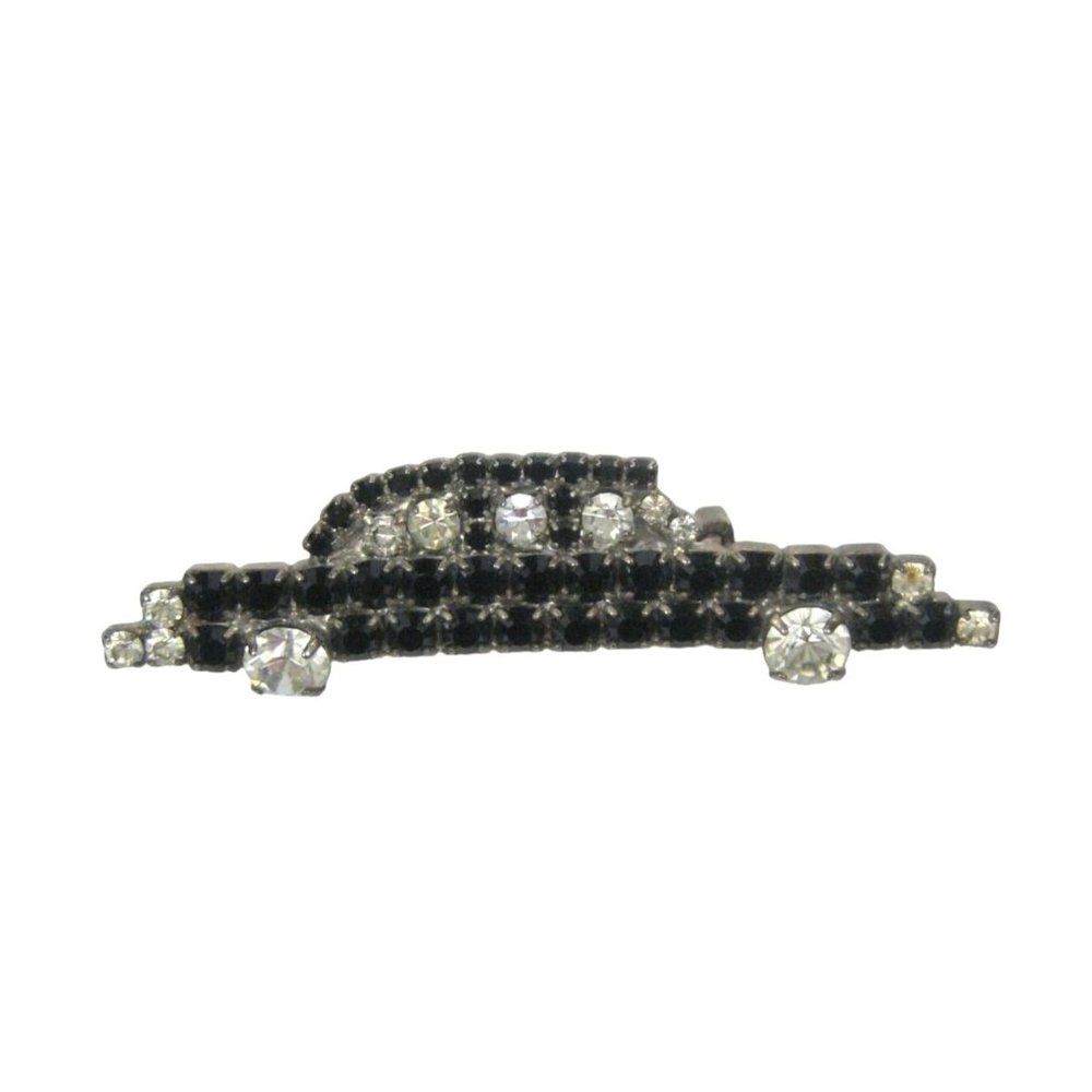 Rhinestone Automobile Car Brooch 2.2 inch Pin Jewelry Silvertone Vintage